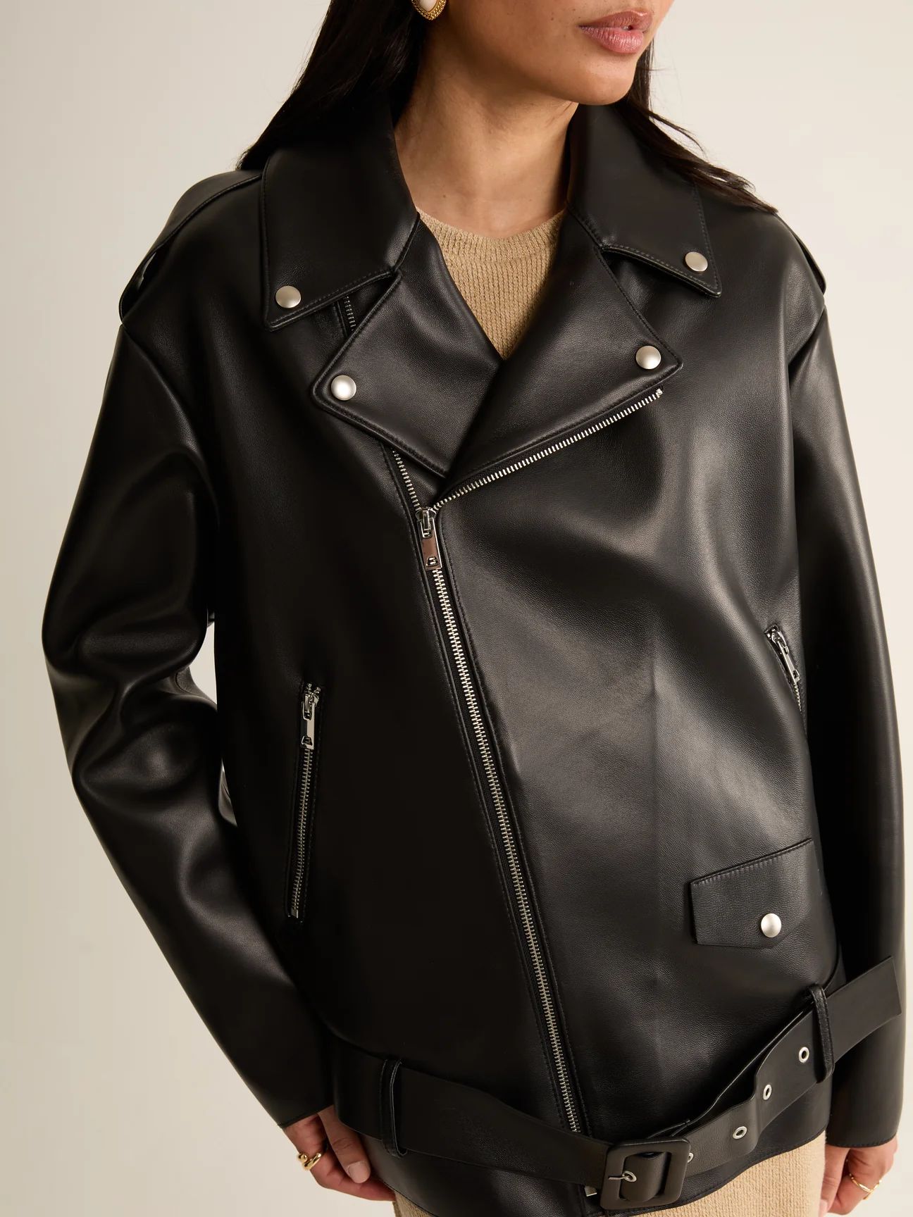 Black Leather Aviator Jacket | Jane and Tash Bespoke