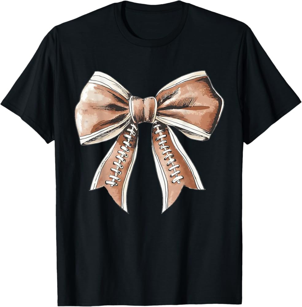 Coquette Bow Pumpkin American Football Thanksgiving Autumn T-Shirt | Amazon (US)