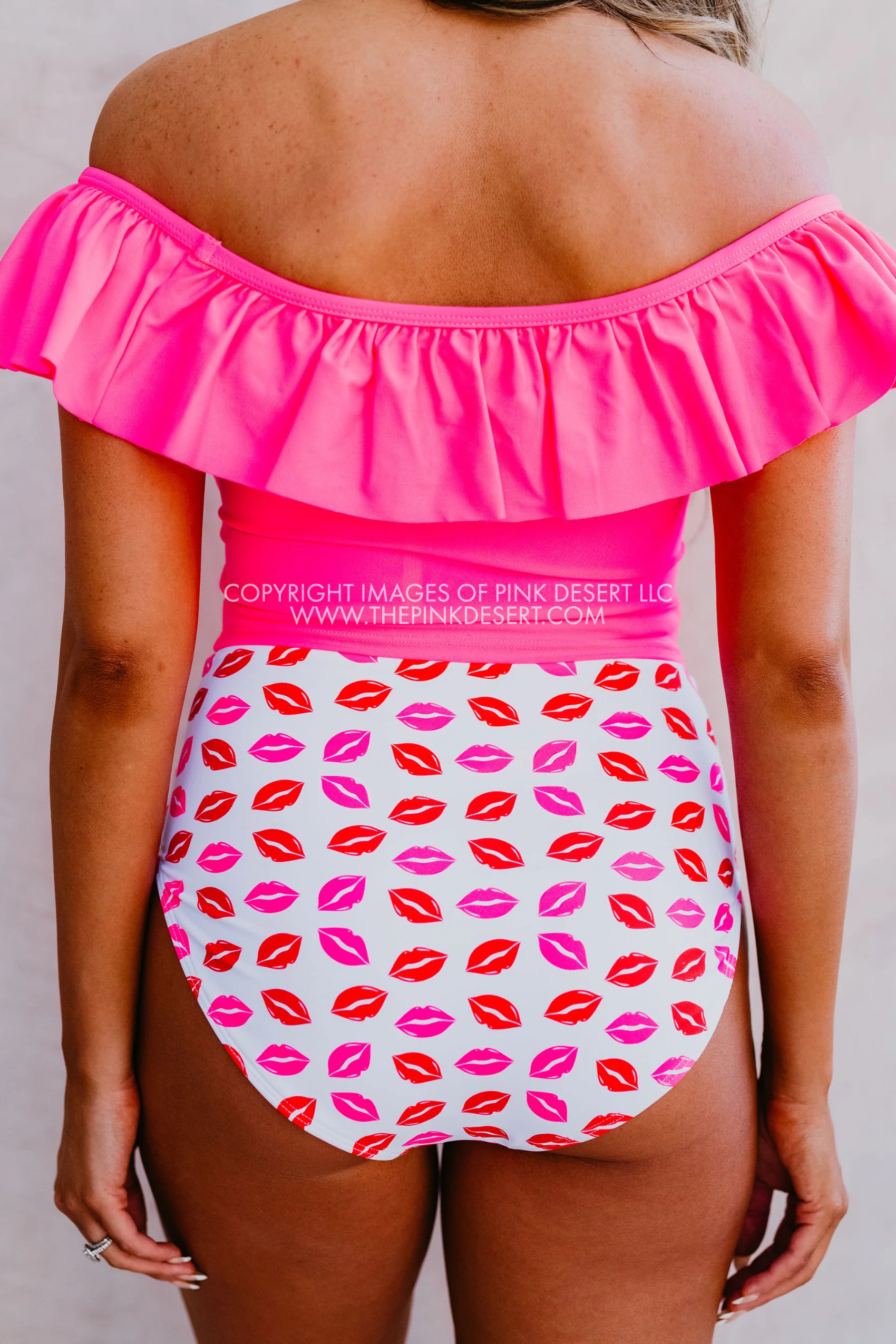 SASSY RED LIPSTICK X PINK DESERT VINTAGE HIGH WAIST SWIM BOTTOM IN SASSY LIPS | Pink Desert