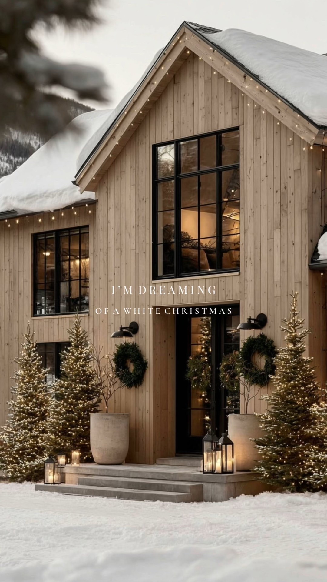 Is there anything better than a quiet snowfall at 𝘊𝘩𝘳𝘪𝘴𝘵𝘮𝘢𝘴𝘵𝘪𝘮𝘦 🤍
Snow-covered exteriors softened by warm wood tones & natural stone create an inviting home design. 

#LTKHoliday #LTKHome #LTKSeasonal