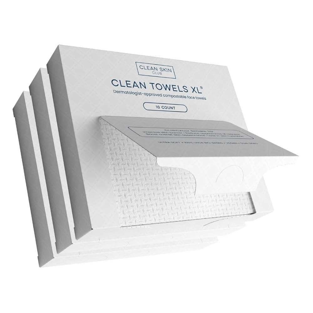Clean Skin Club Clean Towels XL®, 100% USDA Biobased Face Towel, Disposable Face Towelette, Ecze... | Amazon (US)