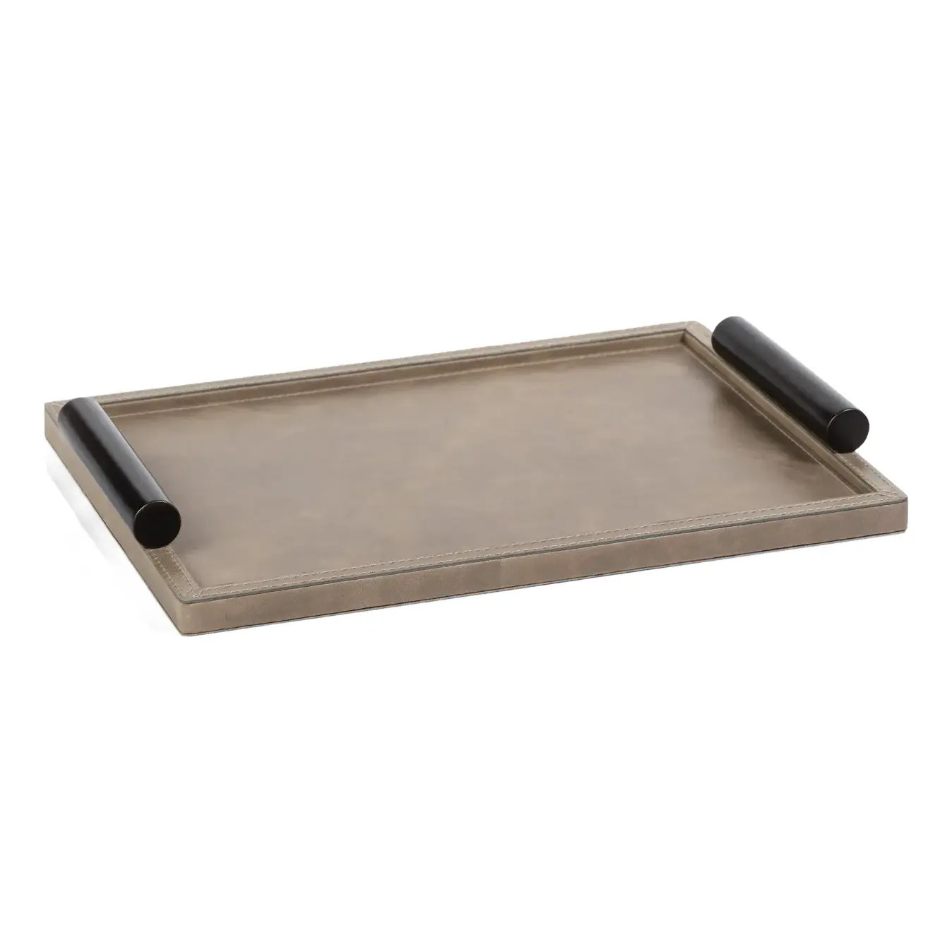 Cameroon Rectangular Mink Leather Serving Tray with Handles , Small | Chairish