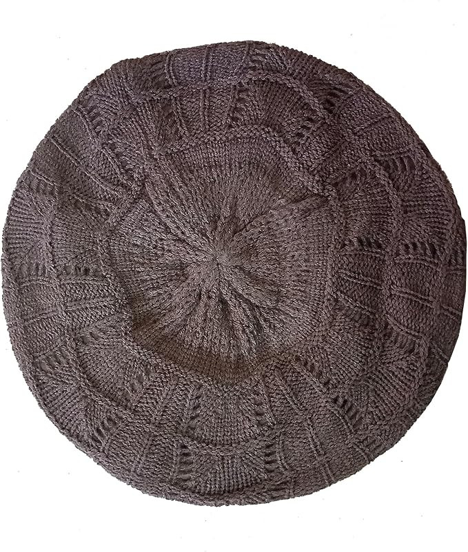 Women's Satin Lined Knitted Beret Ladies Winter Autumn Warm and Soft Beanie Hat Solid Color | Amazon (US)