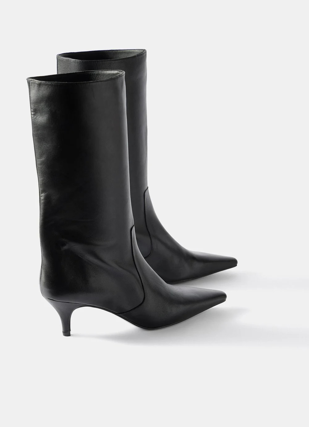 Bode Black Leather Calf Boots | Mint Velvet