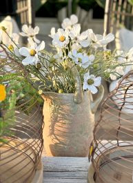 Multicolor Stoneware Pitcher With Handles | Antique Farm House