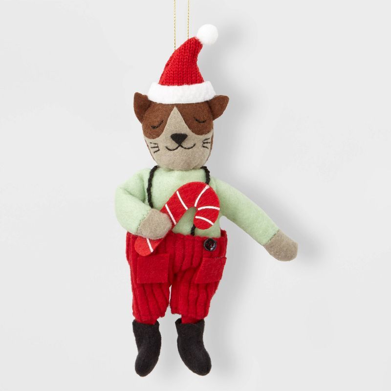 Cat with Red Candy Cane Christmas Tree Ornament - Wondershop™ | Target