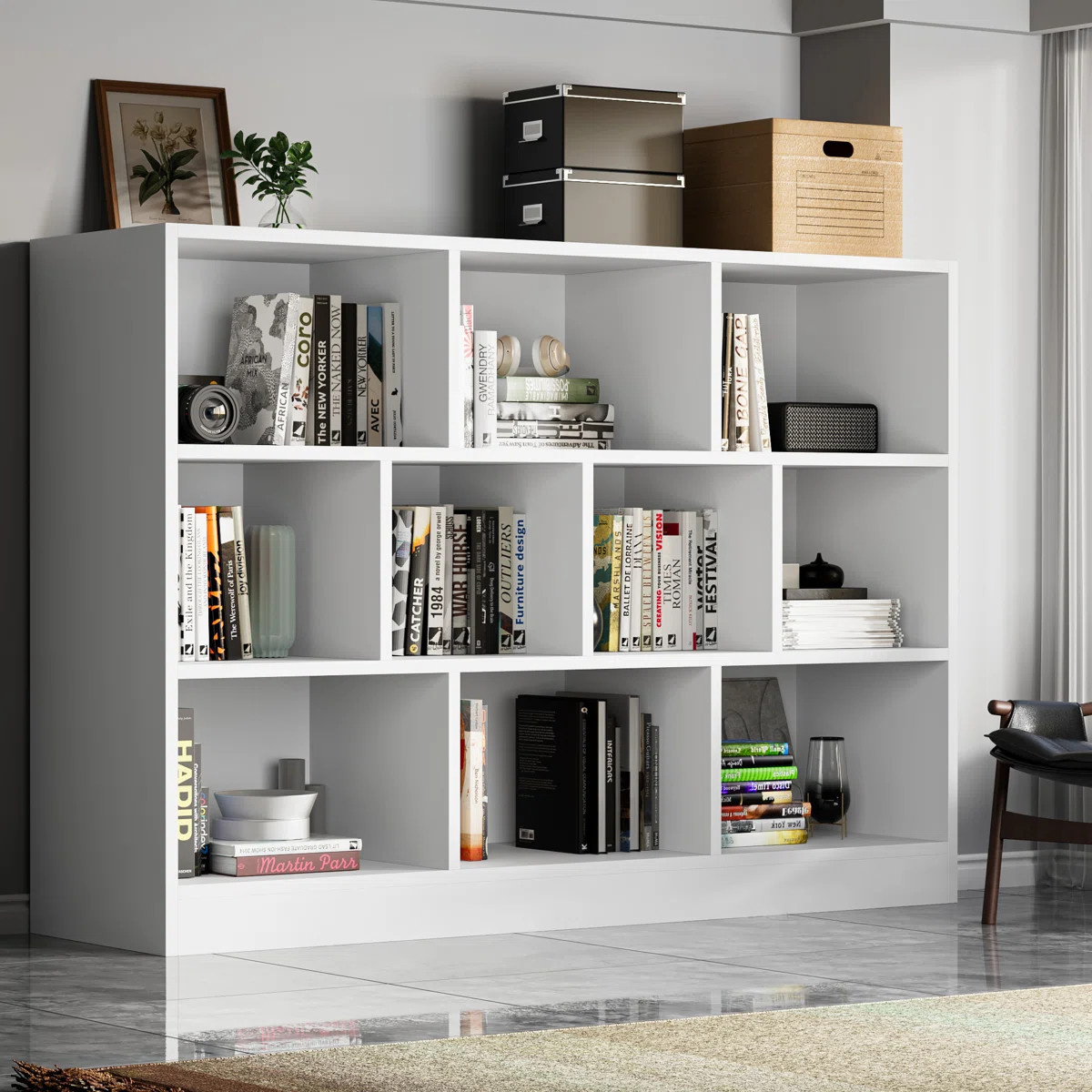 Presly 3  Tier Cube Bookcase Modern Bookshelf with 10 Cubes | Wayfair North America