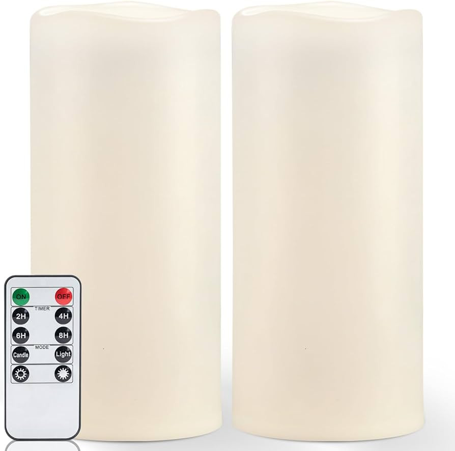 Homemory 12" x 5" Large Waterproof Outdoor Flameless Candles with Remote Control and Timer, Batte... | Amazon (US)