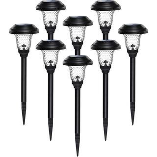 Solar Garden Lights, Super Bright Solar Pathway Lights, Glass Stainless Steel Solar Lights (8-Pack) | The Home Depot