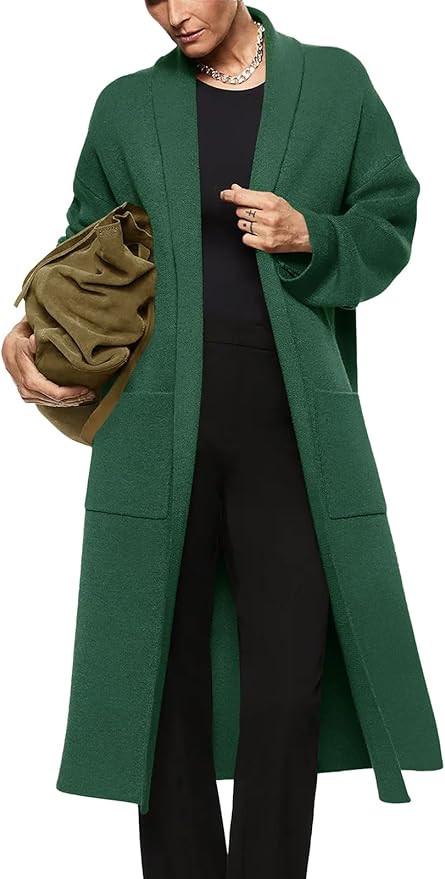 Womens Long Sleeve Maxi Cardigan Open Front Oversized Knitted Sweater Coat Casual Lapel Warm Over... | Amazon (US)