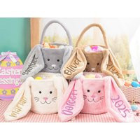 Personalized Plush Easter Bunny Basket Embroidered Bag | Etsy (US)