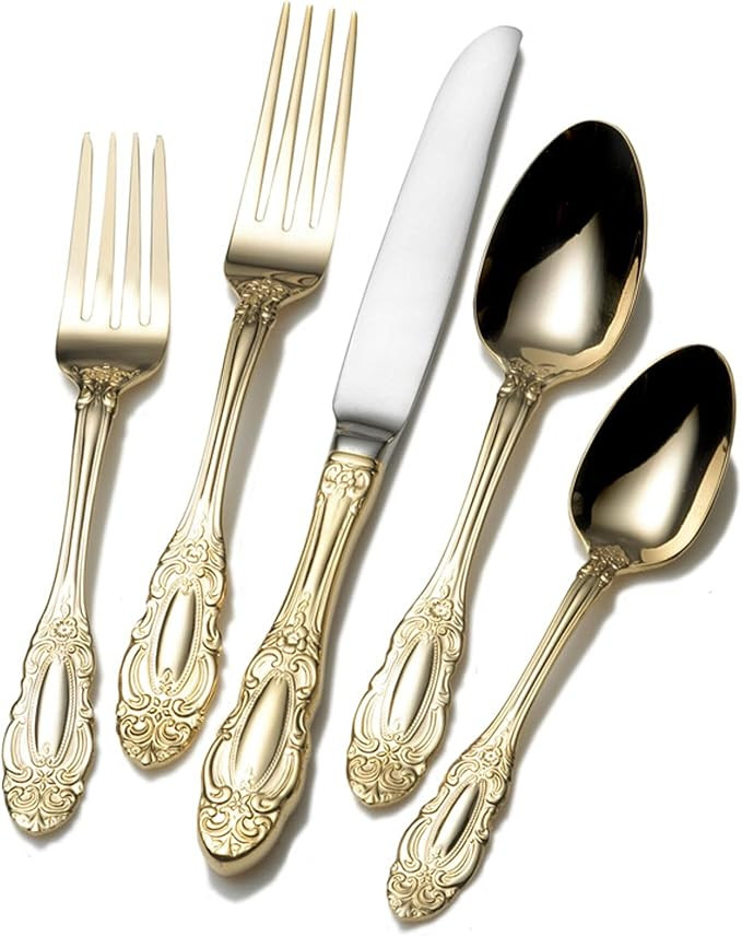 Wallace Duchess Flatware Set, 65 Piece, Golden | Amazon (US)