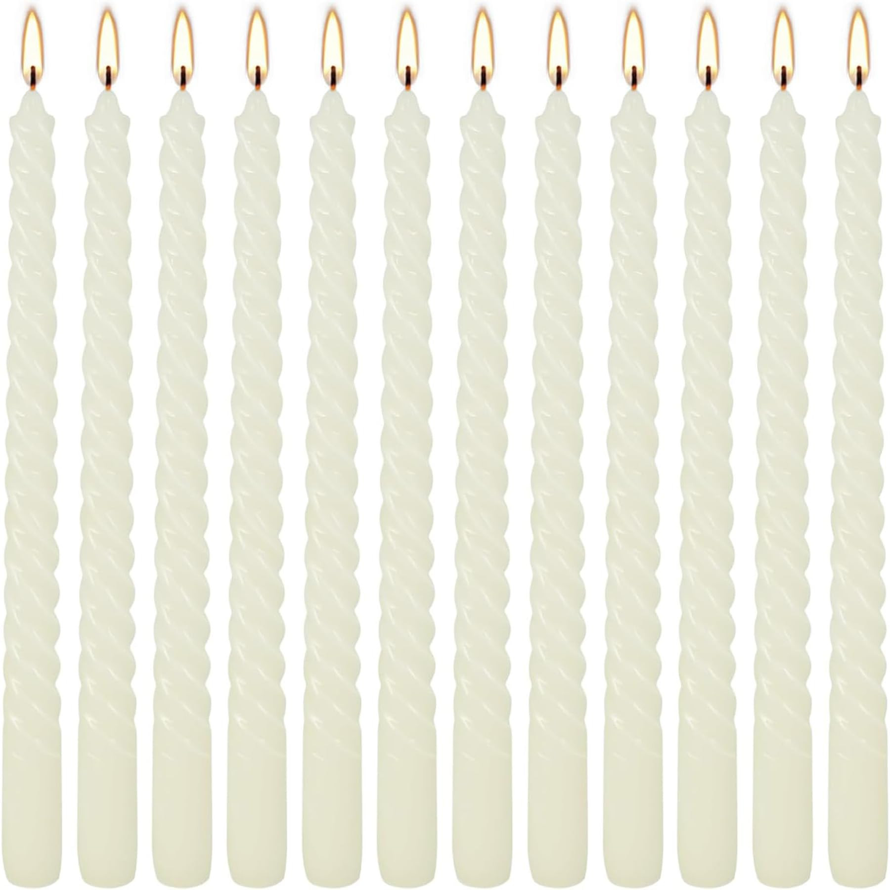 10 Inch Ivory Spiral Taper Candle Set of 12 Pack Unscented Dripless Candlesticks for Valentine's ... | Amazon (US)