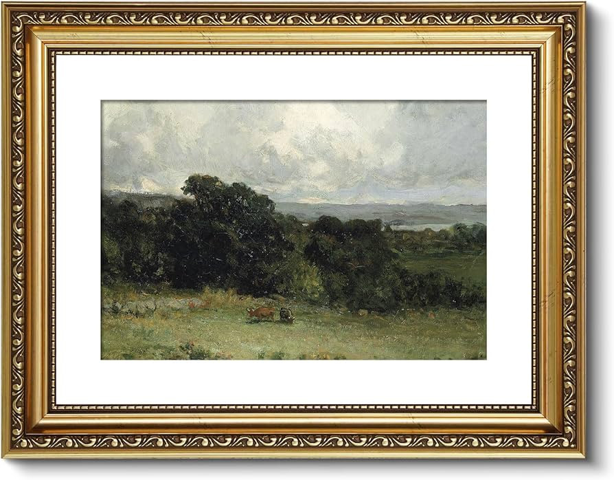 ARPEOTCY Vintage Gold Framed Wall Art, 11x14 Inch Pastures Landscape Retro Picture Paintings, Ant... | Amazon (US)