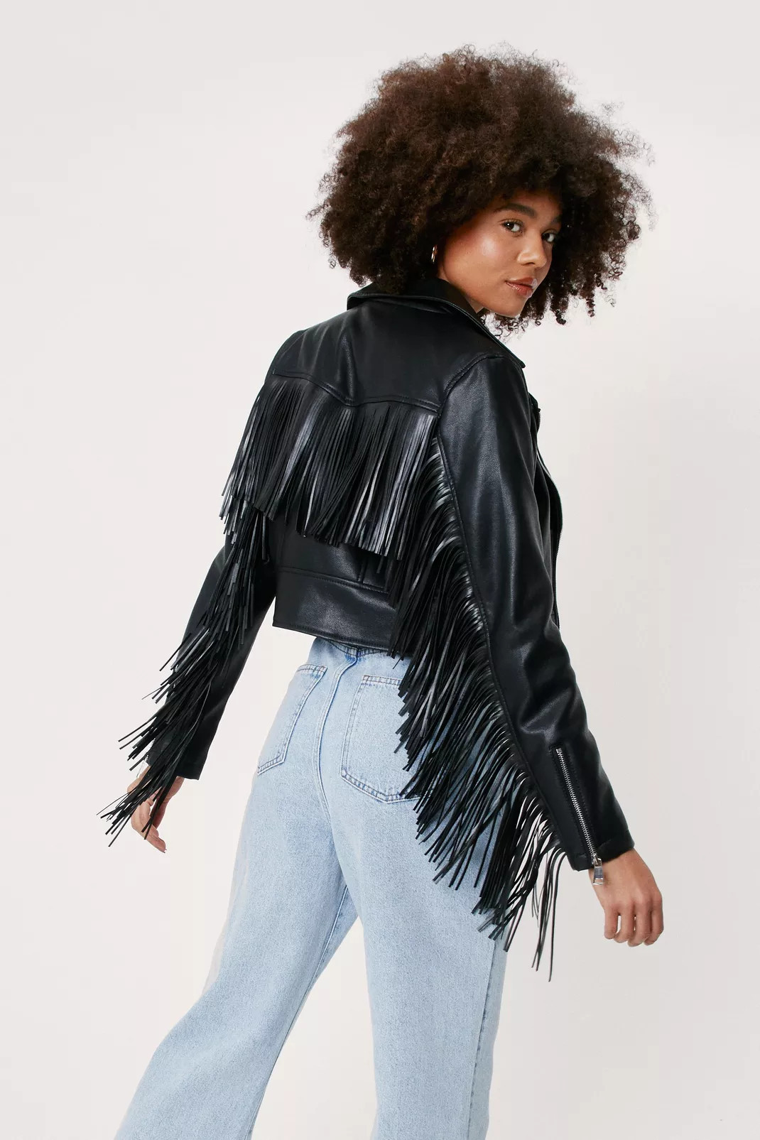 Faux Leather Fringed Moto Jacket | Nasty Gal (US)