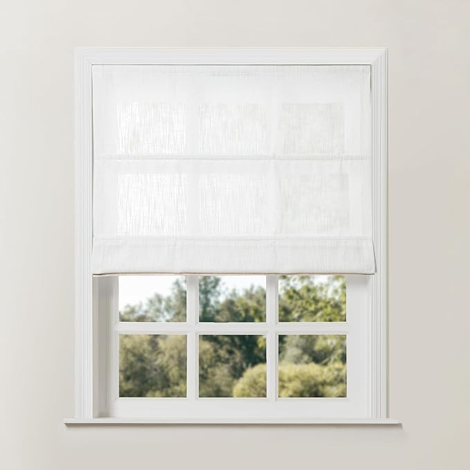 TWOPAGES Liz Faux Linen Cordless Roman Shades for Windows, Wooden Headrail, Custom Blackout Blind... | Amazon (US)