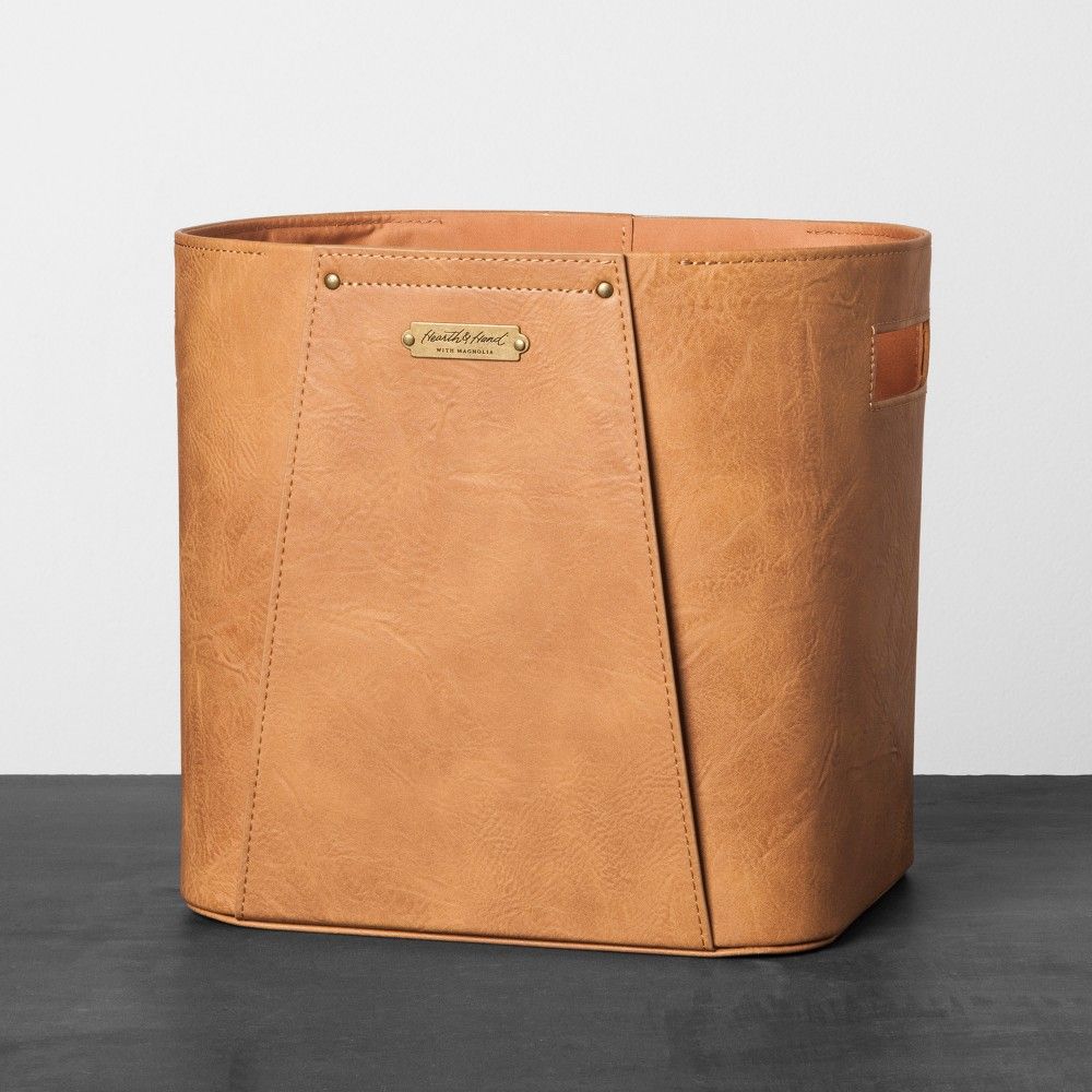 Faux Leather Storage Bin Large Brown - Hearth & Hand with Magnolia | Target
