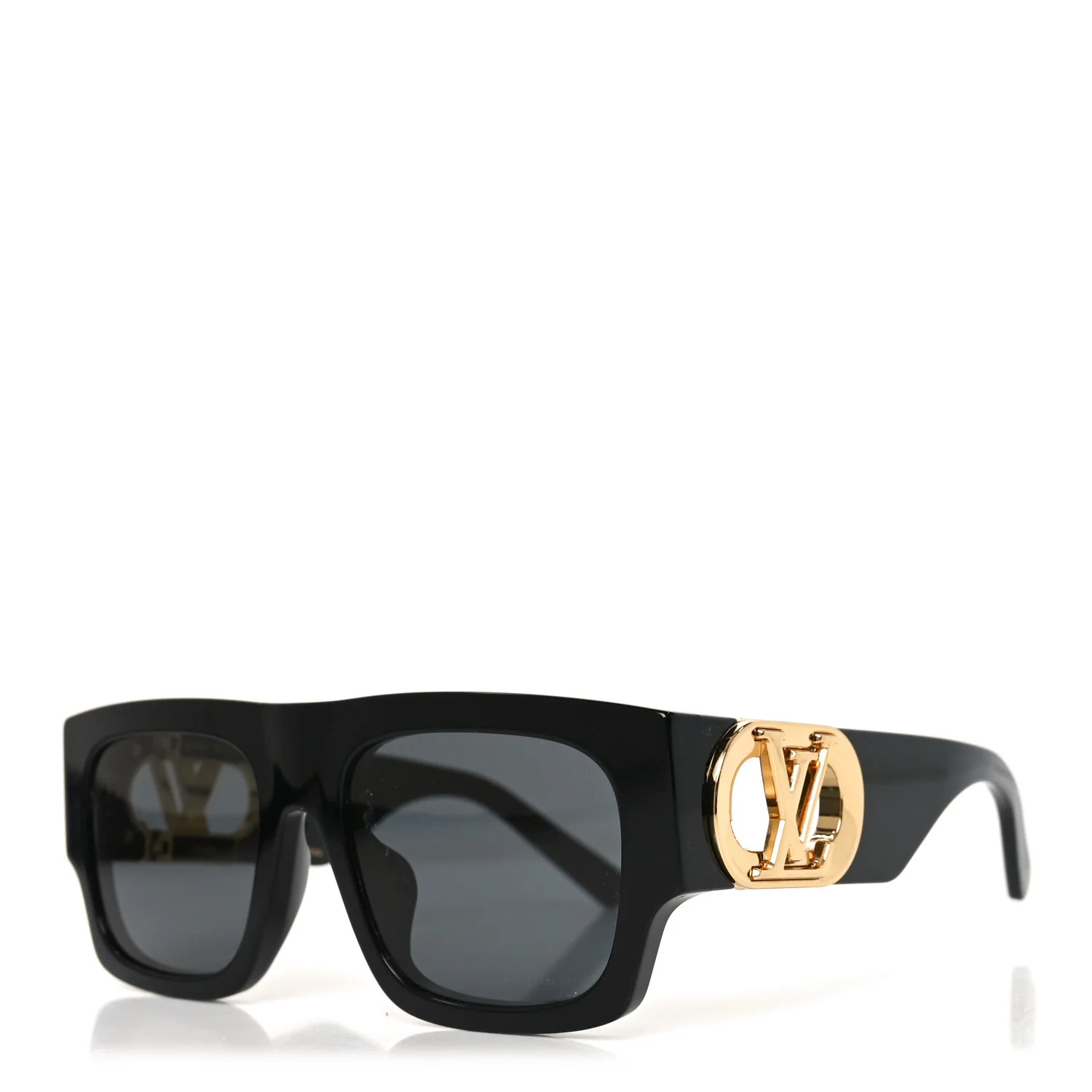 Acetate LV Link Square Sunglasses Z1478E Black | FASHIONPHILE (US)