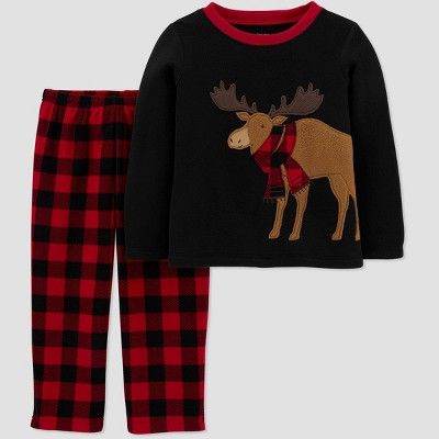 Toddler Boys' Moose & Buffalo Check Pajama Set - Just One You® made by carter's Black/Red | Target