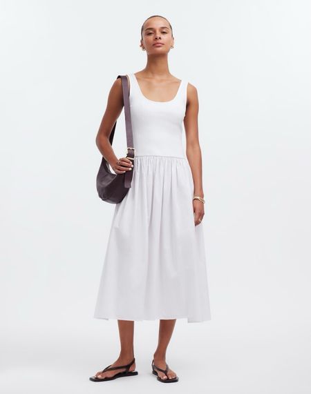 White dress. Summer dress. Drop-waist tank midi dress
.
.
.
… 

#LTKSeasonal #LTKTravel #LTKStyleTip