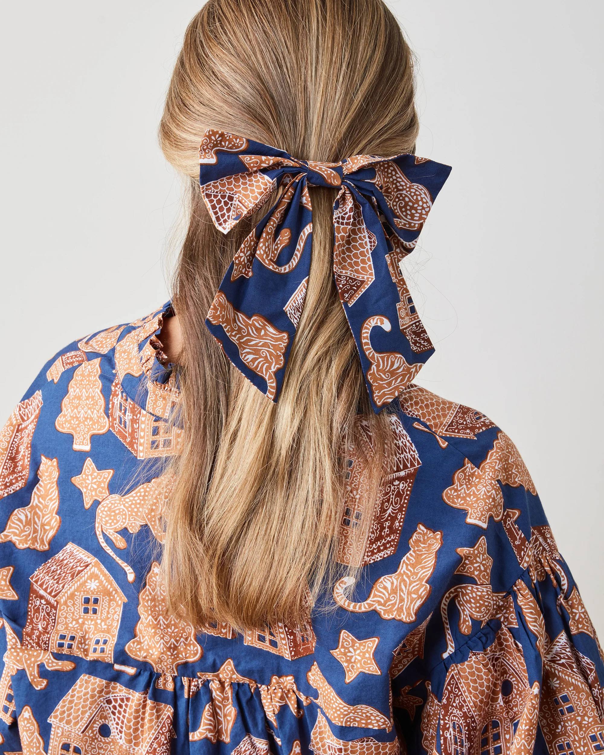 Gingerbread Party - The Preppy Hair Bow - Classic Navy | Printfresh