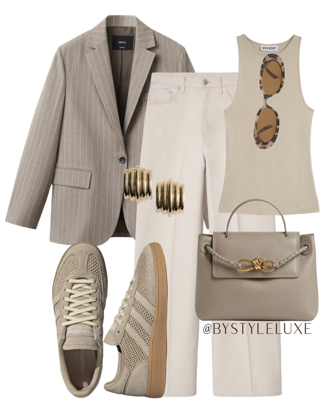 BLAZER - Love this greige striped blazer with tonal colours for a polished everyday style 

#trainers #blazer #jeans adidas 

#LTKjeans #LTKspring #LTKshoes