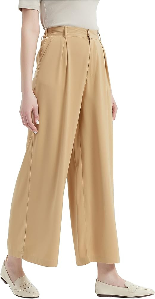 Tronjori Women High Waist Casual Wide Leg Long Palazzo Pants Trousers Regular Size | Amazon (US)