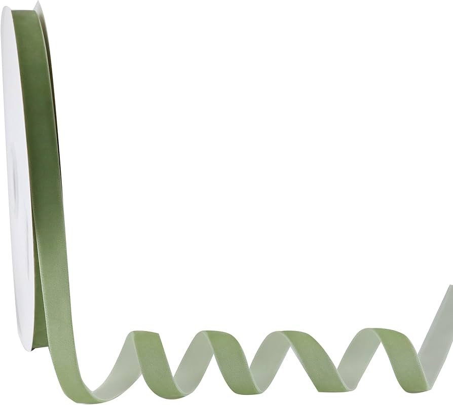 Sage Green Velvet Ribbon 5/8" Green Ribbon for Gift Wrapping Vintage Velvet Ribbon for Wedding In... | Amazon (US)