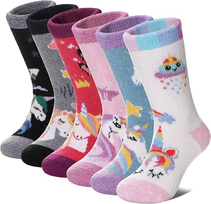 FNOVCO Kids Merino Wool Hiking Socks Toddlers Boys Girls Cozy Thermal Winter Thick Warm Crew Sock... | Amazon (US)