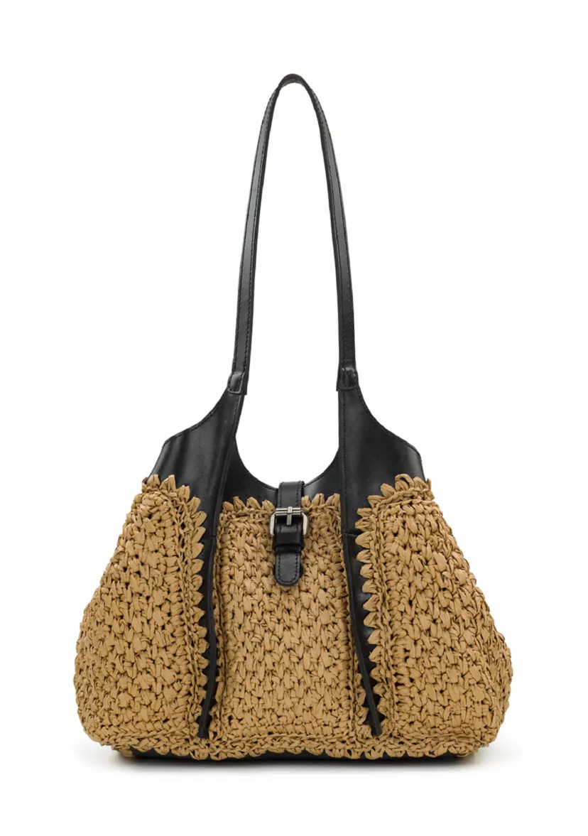Christiana Small Woven Satchel with Leather Buckle | Belk
