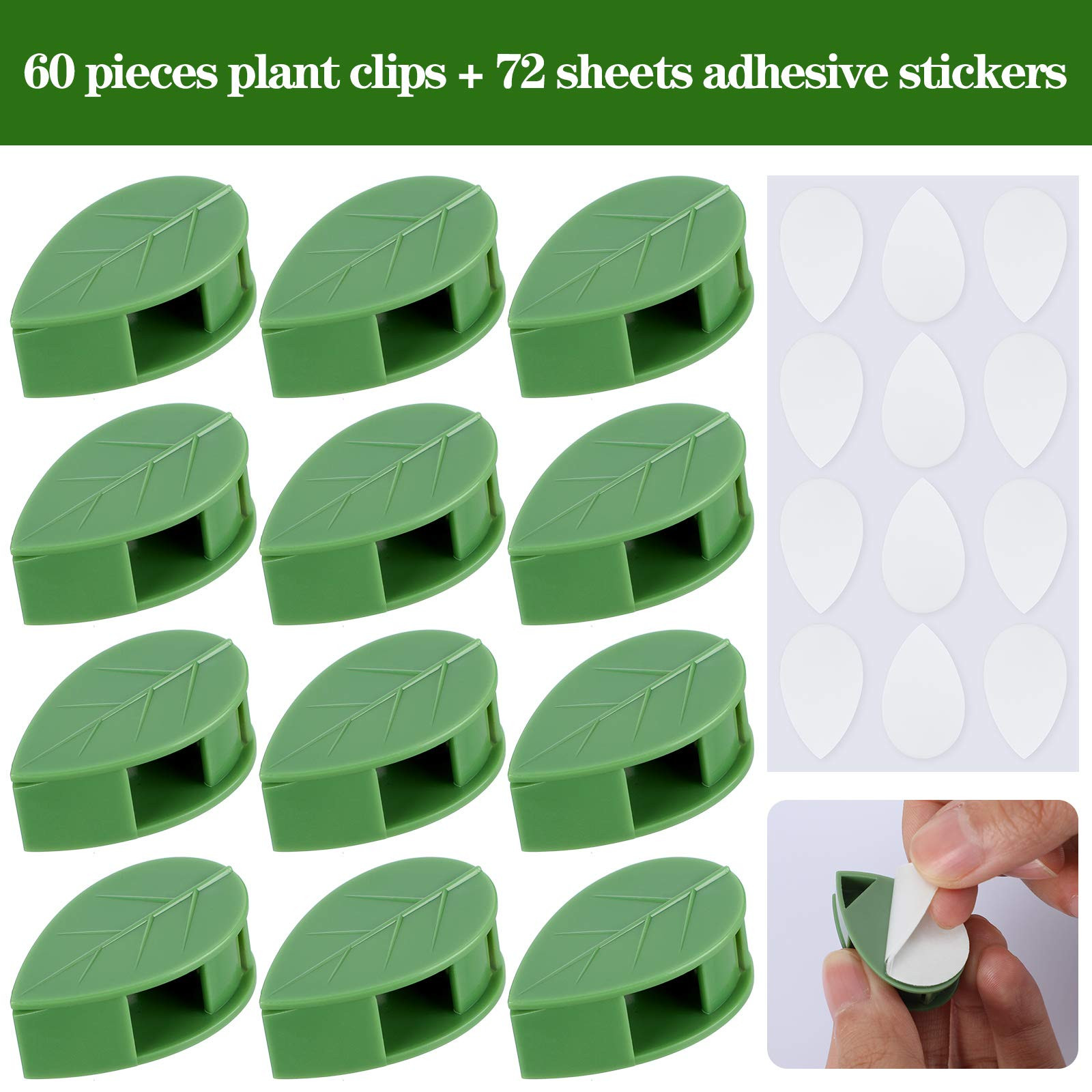 60 Pieces Plant Climbing Wall Fixture Clips with 72 Pieces Acrylic Adhesive Sticker Leaf Fixer In... | Amazon (US)