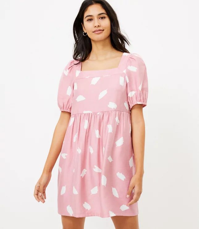 Brushstroke Square Neck Swing Dress | LOFT