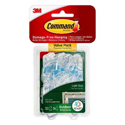 Command Outdoor Light Clips with Foam Strips Clear | Target