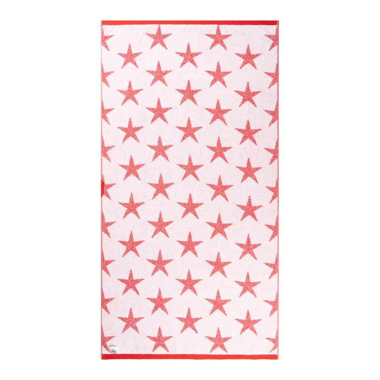 Mainstays Patriotic Cotton Blend Beach Towel, 36 x 72 in, Red Star | Walmart (US)