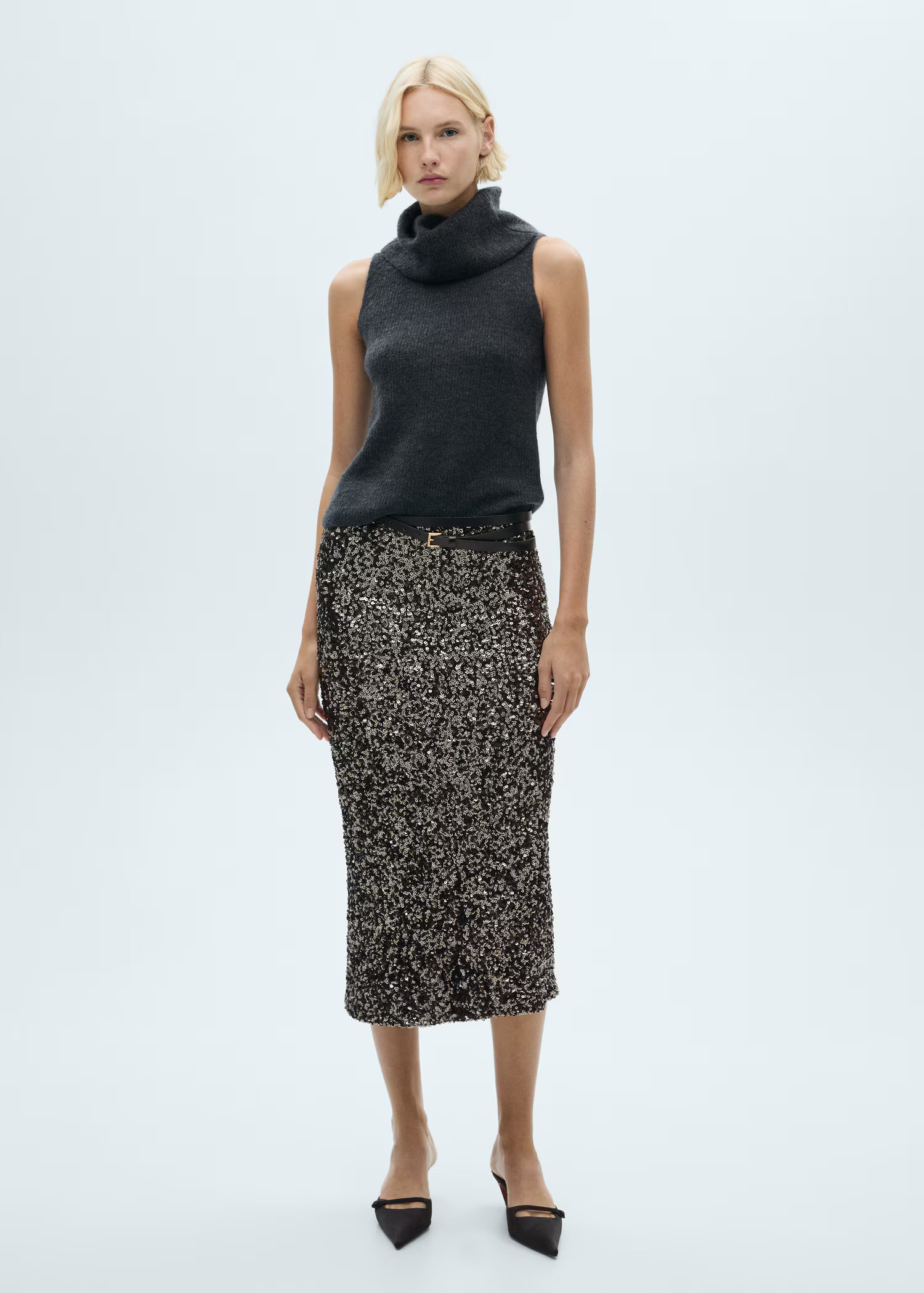 Sequin midi skirt - Women | MANGO United Kingdom | MANGO (UK)