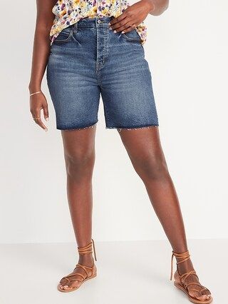 Extra High-Waisted Sky-Hi Button-Fly Cut-Off Jean Shorts for Women-- 7-inch inseam | Old Navy (US)