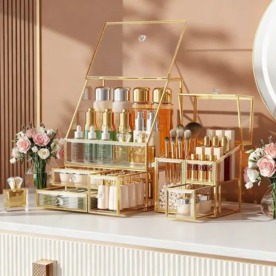 Makeup Organizer With Frame, Countertop Vanity Storage For Skincare, Lipsticks, Perfume And Brushes | Wayfair North America