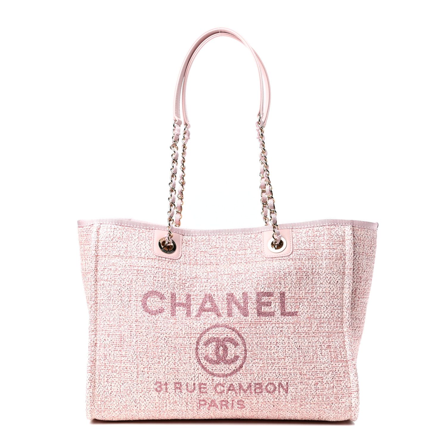 Straw Lurex Small Deauville Tote Pink | Fashionphile