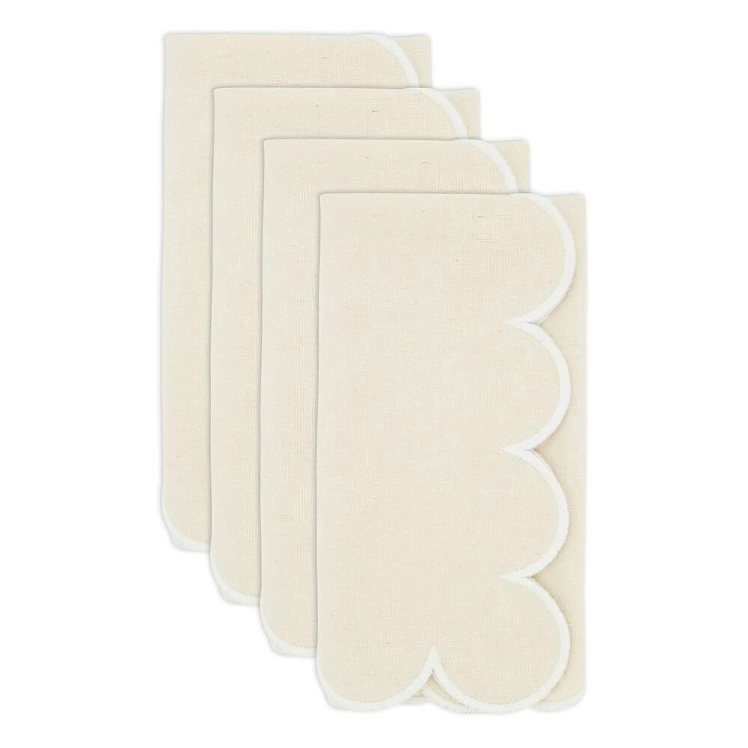 Refined Scallop Border Cotton Cloth Napkins 20" W X 20" L, Set Of 4 | Wayfair North America