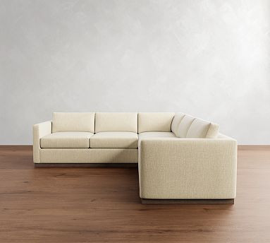 Carmel Slim Arm Wood Base 3-Piece L-Shaped Sectional (110") | Pottery Barn (US)