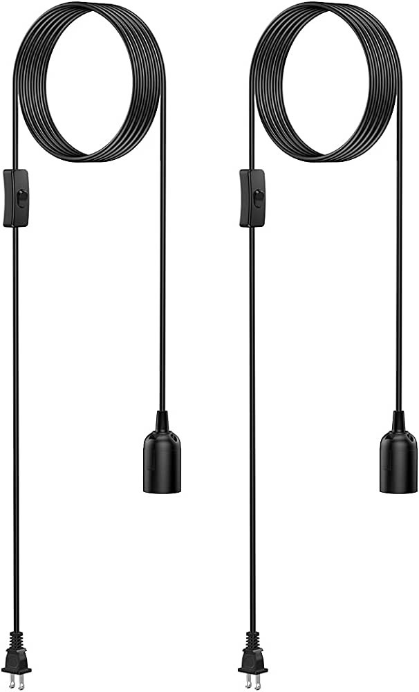 AryaLight 2-Pack Hanging Light Cord,15 ft Plug in Pendant Light Cord with On/Off Switch E26 E27 S... | Amazon (US)