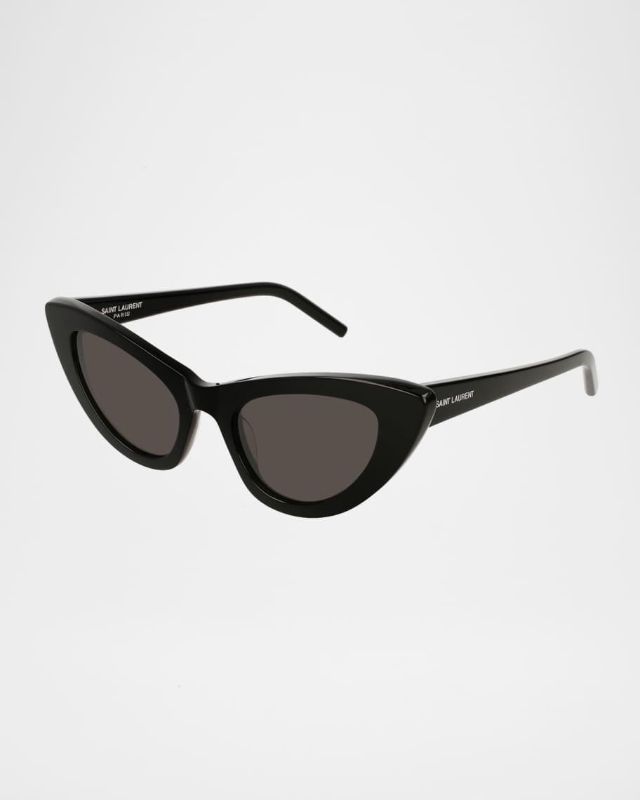 Saint Laurent Lily Cat-Eye Acetate Sunglasses, Black | Neiman Marcus