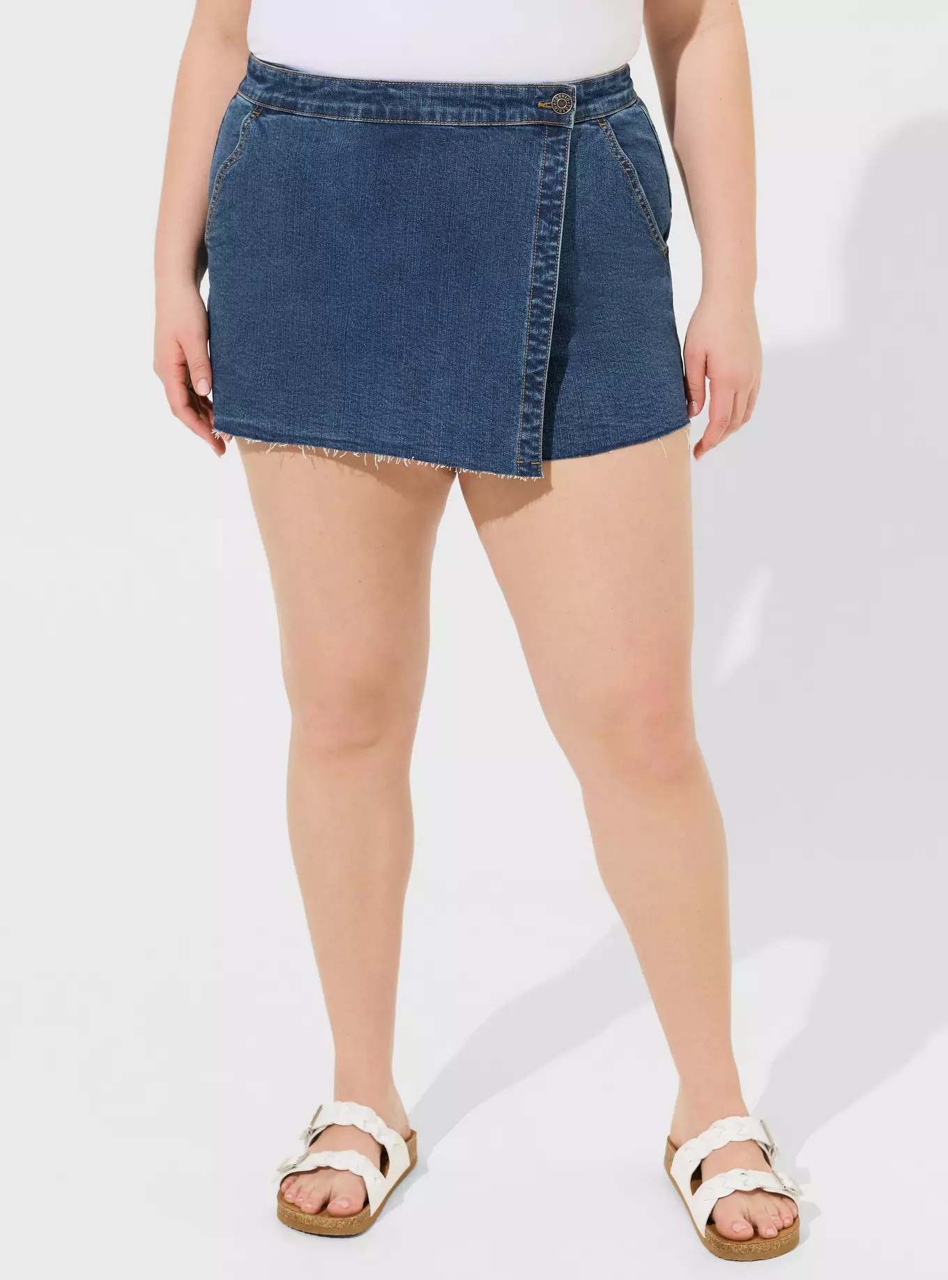 Mid-Rise Vintage Stretch Denim Skort | Torrid (US & Canada)