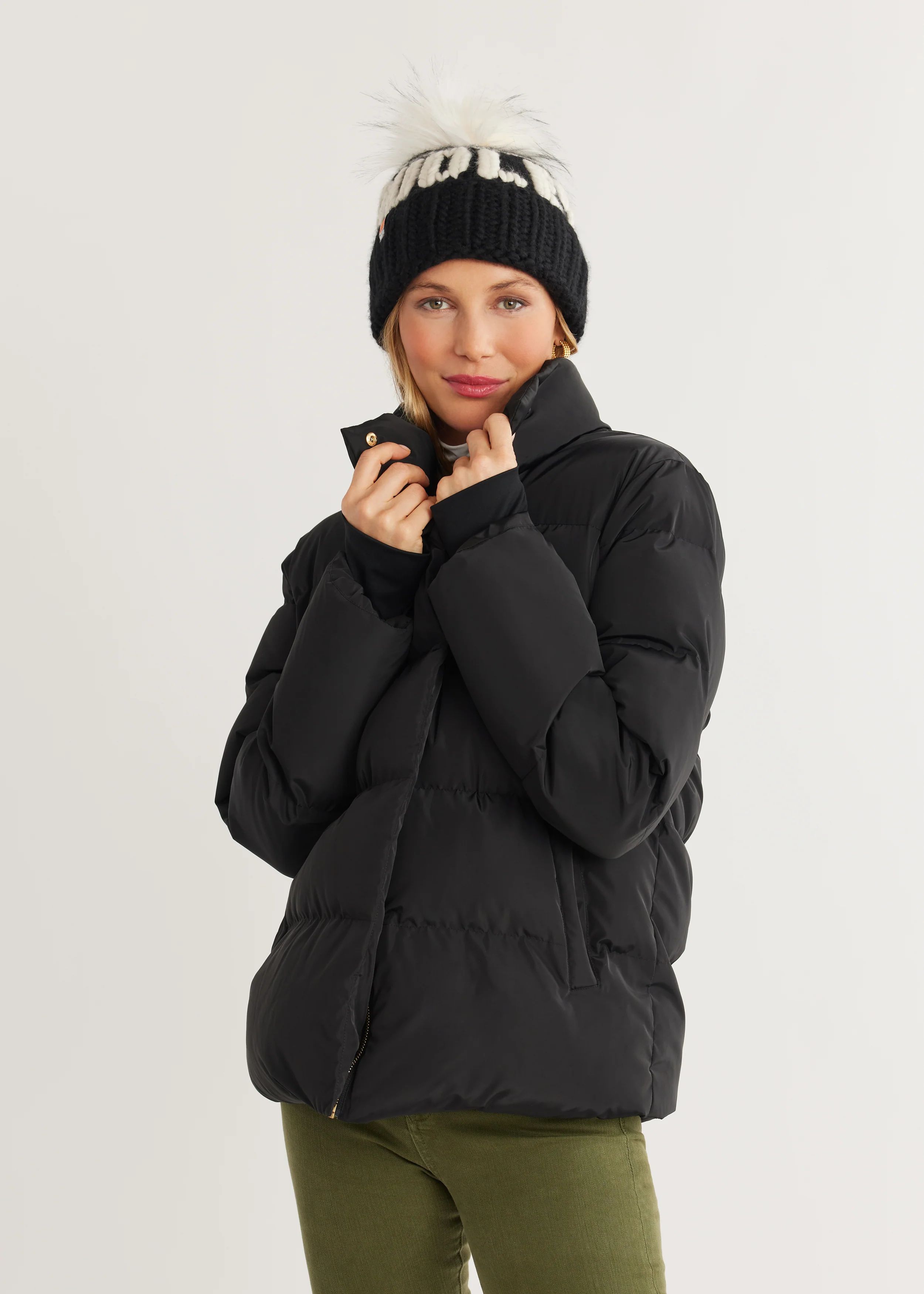 Astrid Puffer in Lustre Puff (Black) | Dudley Stephens