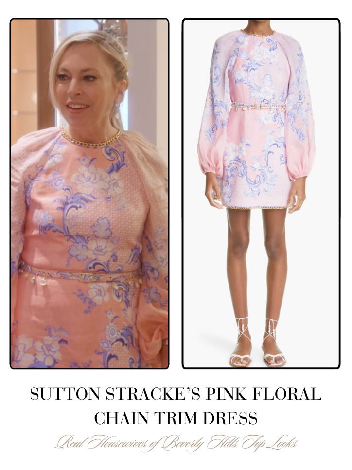 Sutton Stracke's Pink Floral Chain Trim Dress 

 