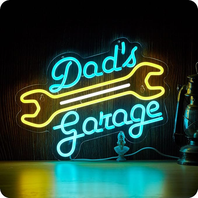 Garage Neon Sign for Wall Decor Dad's Garage LED Light Car signs for Auto Repair Shop Man Cave Wo... | Amazon (US)