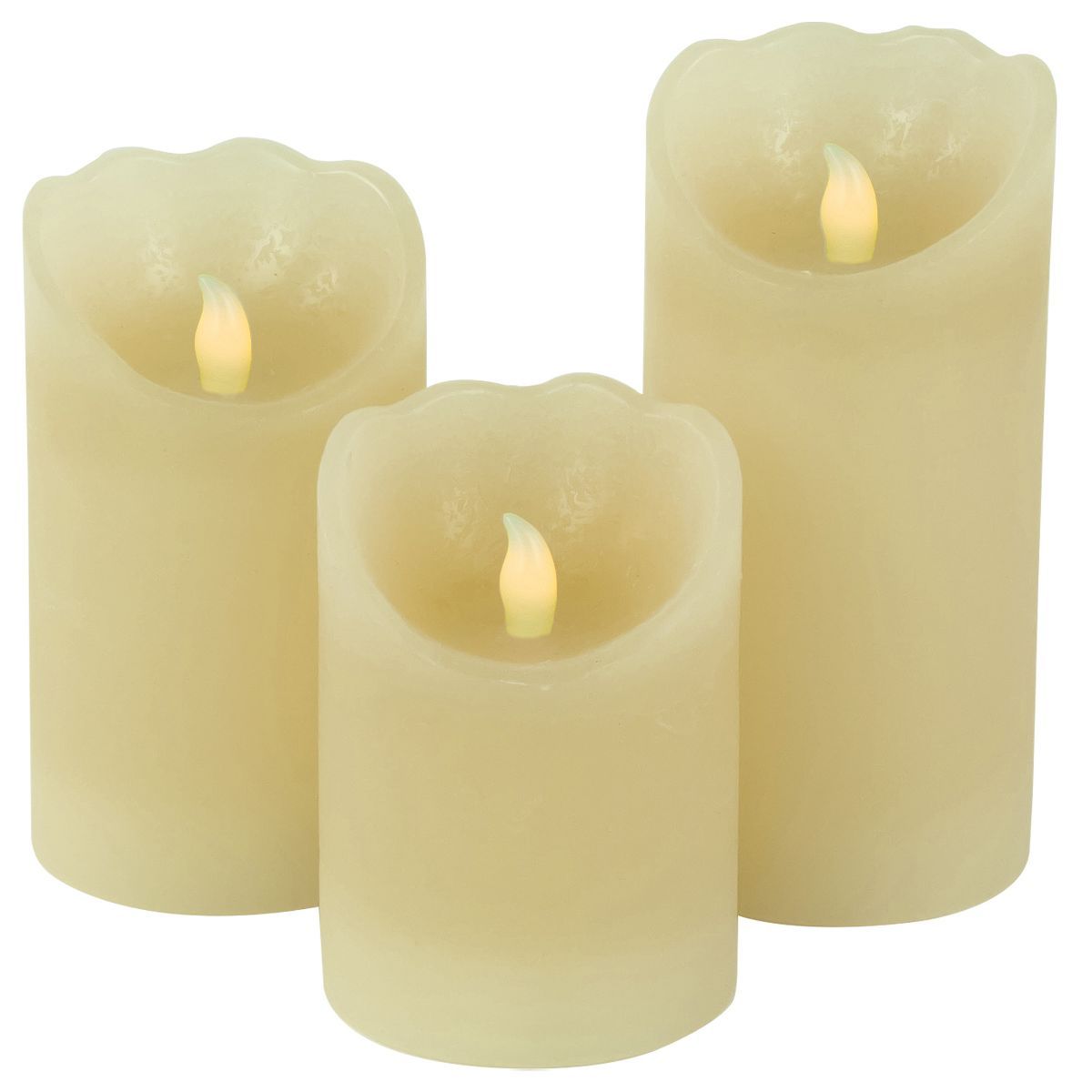 Northlight Set of 3 Cream LED Battery Operated Flameless Pillar Candles 6" | Target