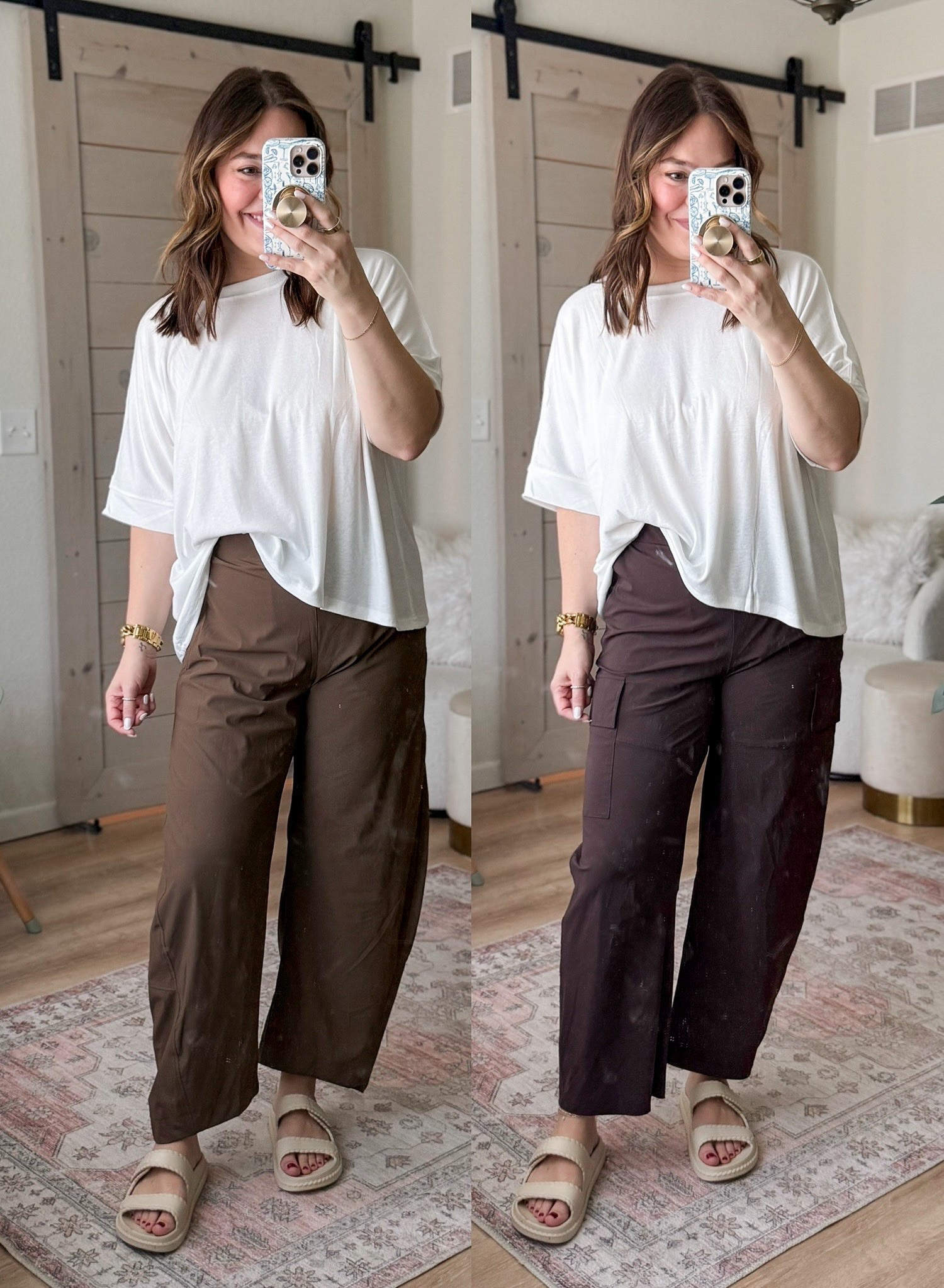 Look for less // Left is Amazon tee and pants and right is Amazon tee and Ruti brand pants // true to size in all

#LTKMidsize #LTKootd #LTKOver40