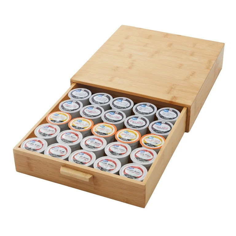 Better Homes & Gardens 25 Capacity 3" H Bamboo K-Cup and Beverage Organizer, Natural, Made for Ki... | Walmart (US)