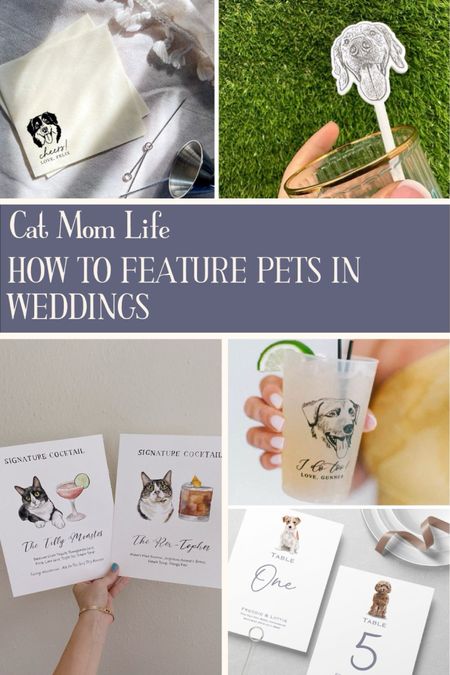 Cute Ways to Include Your Pets at Your Wedding - As any animal lover will tell you, our pets are hugely important parts of our lives. So why not find cute ways to include them in your special day!? While our cats won’t be there physically, I began to look for ways to feature our furbabies in the details of our wedding day. There is no shortage of options for pet lovers who want to feature their furbabies in their wedding. Options range from custom pet portrait wedding invitations to adorable cocktail accessories. Here, I’ll be sharing some of the cutest ways to include your pet in your wedding:

#LTKparties #LTKwedding #LTKfamily